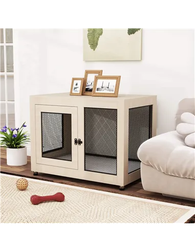 PawHut 2-in-1 Dog Cage & Side Table, with Two Doors, Cushion, for Large Dogs