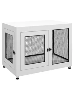 PawHut 2-in-1 Dog Cage & Side Table, with Two Doors, Cushion, for Large Dogs
