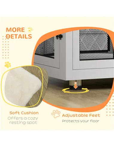PawHut 2-in-1 Dog Cage & Side Table, with Two Doors, Cushion, for Large Dogs