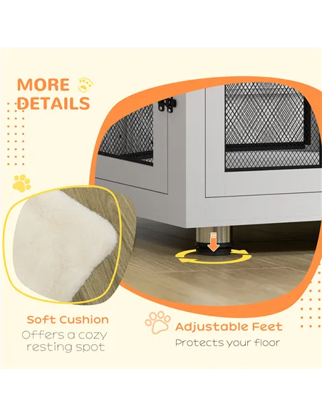 PawHut 2-in-1 Dog Cage & Side Table, with Two Doors, Cushion, for Large Dogs