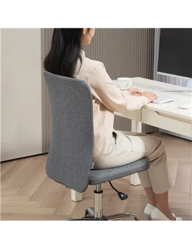 HOMCOM Armless Computer Desk Chair, Fabric Swivel Office Chair, Makeup Vanity Chair with Height Adjustable, Wheels, for Home Stu