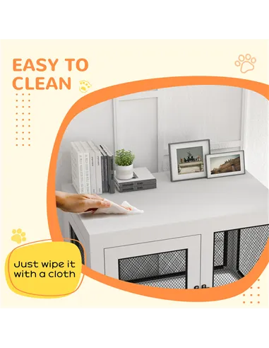 PawHut 2-in-1 Dog Cage & Side Table, with Two Doors, Cushion, for Large Dogs