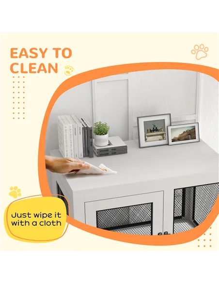 PawHut 2-in-1 Dog Cage & Side Table, with Two Doors, Cushion, for Large Dogs