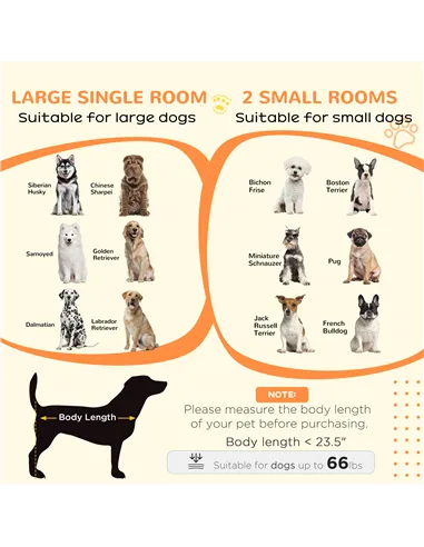 PawHut Dog Crate Furniture for Large Dogs, Double Dog Cage for Small Dogs, with Divider - Grey