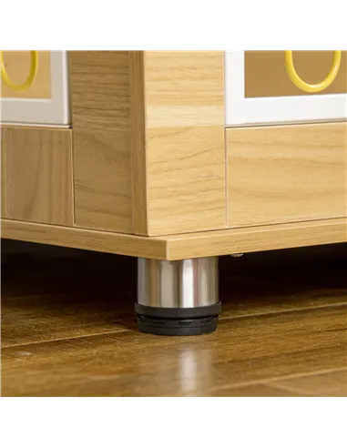 PawHut Dog Crate Furniture, Dog Cage End Table. with Soft Cushion, Double Door - Oak Tone