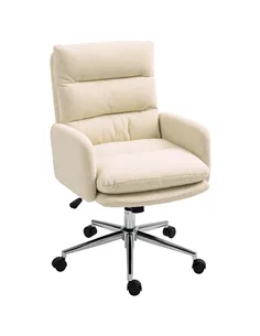 HOMCOM 91-99cm Sherpa Fleece Office Chair - Cream White