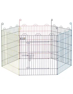 PawHut Pet Playpen Crate, with Six Panels, Door, for Indoors and Outdoors