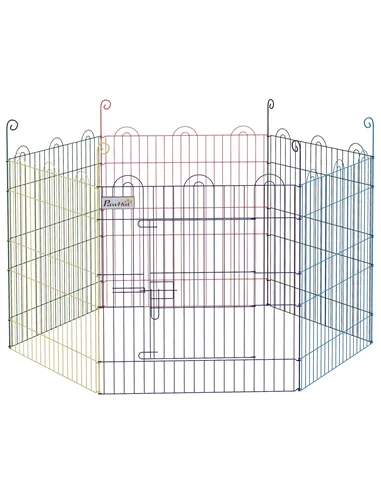 PawHut Pet Playpen Crate, with Six Panels, Door, for Indoors and Outdoors