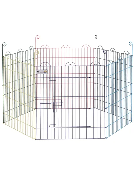 PawHut Pet Playpen Crate, with Six Panels, Door, for Indoors and Outdoors