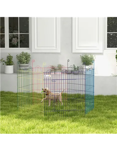 PawHut Pet Playpen Crate, with Six Panels, Door, for Indoors and Outdoors