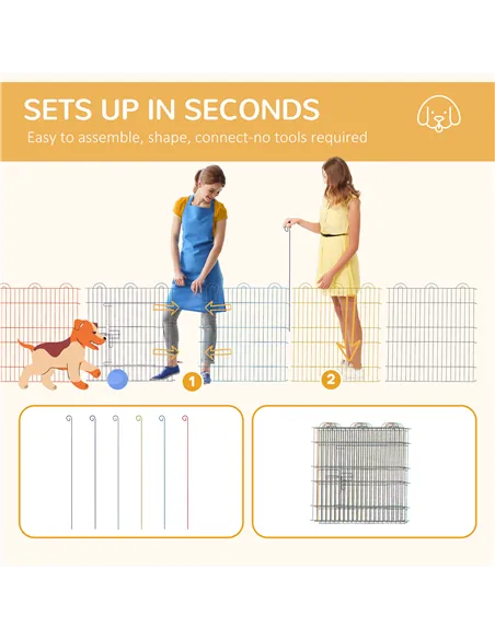 PawHut Pet Playpen Crate, with Six Panels, Door, for Indoors and Outdoors