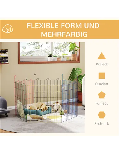 PawHut Pet Playpen Crate, with Six Panels, Door, for Indoors and Outdoors