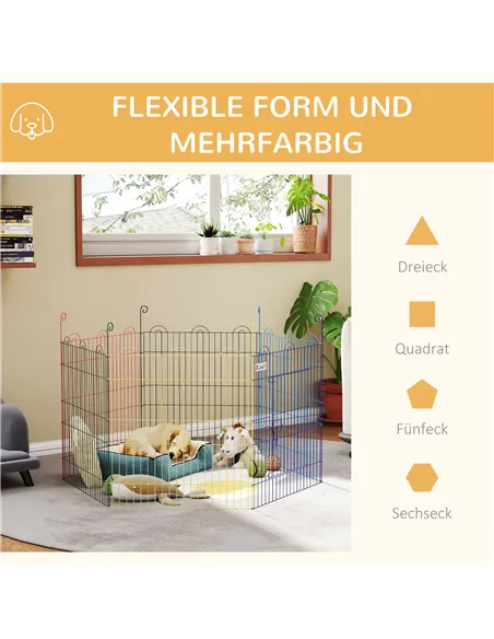 PawHut Pet Playpen Crate, with Six Panels, Door, for Indoors and Outdoors