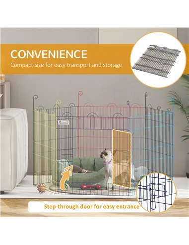 PawHut Pet Playpen Crate, with Six Panels, Door, for Indoors and Outdoors