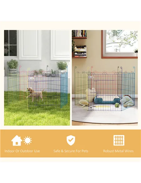 PawHut Pet Playpen Crate, with Six Panels, Door, for Indoors and Outdoors