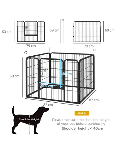 PawHut Heavy Duty Dog Playpen, 4 Panel Puppy Pen, Foldable Dog Kennel Both Indoor Outdoor Use Collapsible Design 82L x 82W x 60H