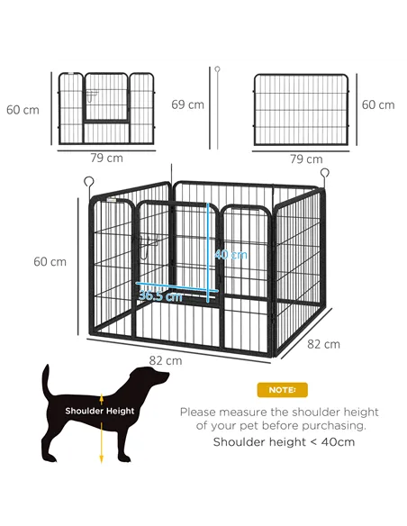 PawHut Heavy Duty Dog Playpen, 4 Panel Puppy Pen, Foldable Dog Kennel Both Indoor Outdoor Use Collapsible Design 82L x 82W x 60H