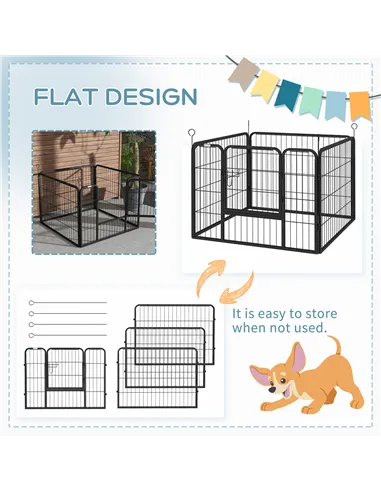 PawHut Heavy Duty Dog Playpen, 4 Panel Puppy Pen, Foldable Dog Kennel Both Indoor Outdoor Use Collapsible Design 82L x 82W x 60H