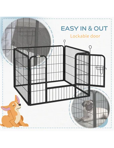 PawHut Heavy Duty Dog Playpen, 4 Panel Puppy Pen, Foldable Dog Kennel Both Indoor Outdoor Use Collapsible Design 82L x 82W x 60H