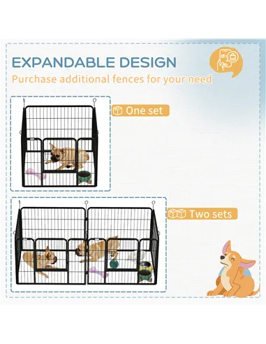 PawHut Heavy Duty Dog Playpen, 4 Panel Puppy Pen, Foldable Dog Kennel Both Indoor Outdoor Use Collapsible Design 82L x 82W x 60H