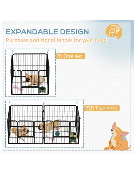 PawHut Heavy Duty Dog Playpen, 4 Panel Puppy Pen, Foldable Dog Kennel Both Indoor Outdoor Use Collapsible Design 82L x 82W x 60H