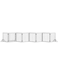 PawHut 8 Panels Foldable Pet Gate with Support Feet, for House, Doorway, Stairs, Small and Medium Dogs - White