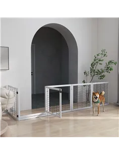 PawHut 8 Panels Foldable Pet Gate with Support Feet, for House, Doorway, Stairs, Small and Medium Dogs - White 2