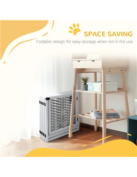 PawHut 8 Panels Foldable Pet Gate with Support Feet, for House, Doorway, Stairs, Small and Medium Dogs - White