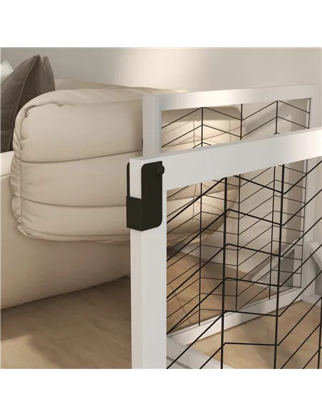 PawHut 8 Panels Foldable Pet Gate with Support Feet, for House, Doorway, Stairs, Small and Medium Dogs - White