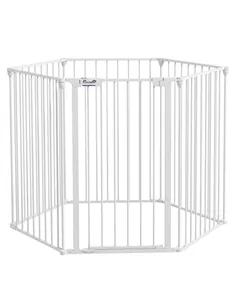 PawHut 6 Panels Foldable Dog Playpen, Puppy Pen Crate with Door - White
