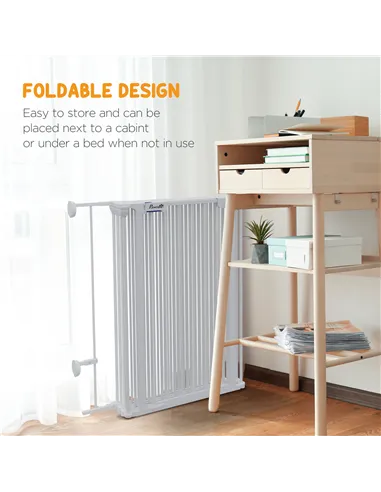 PawHut 6 Panels Foldable Dog Playpen, Puppy Pen Crate with Door - White