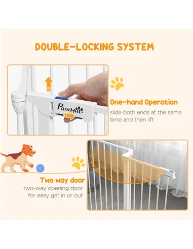 PawHut 6 Panels Foldable Dog Playpen, Puppy Pen Crate with Door - White