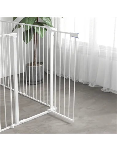 PawHut 6 Panels Foldable Dog Playpen, Puppy Pen Crate with Door - White