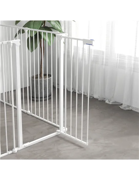 PawHut 6 Panels Foldable Dog Playpen, Puppy Pen Crate with Door - White