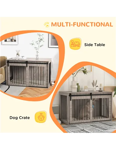 PawHut 118cm Dog Crate Furniture with Removable Cushion for Extra Large Dogs - Walnut Brown