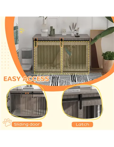 PawHut 118cm Dog Crate Furniture with Removable Cushion for Extra Large Dogs - Walnut Brown