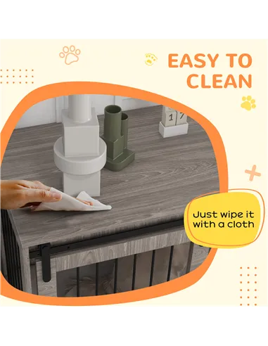 PawHut 118cm Dog Crate Furniture with Removable Cushion for Extra Large Dogs - Walnut Brown