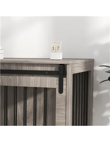 PawHut 118cm Dog Crate Furniture with Removable Cushion for Extra Large Dogs - Walnut Brown