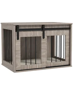 PawHut Dog Crate Furniture with Removable Cushion for Medium Dogs, 80 x 54 x 57cm - Brown