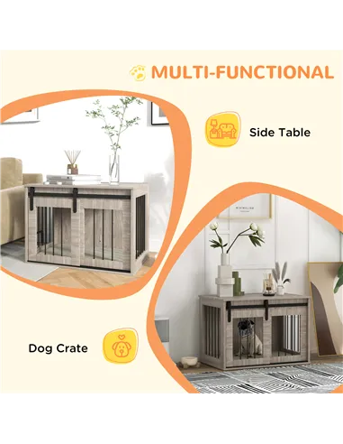 PawHut Dog Crate Furniture with Removable Cushion for Medium Dogs, 80 x 54 x 57cm - Brown