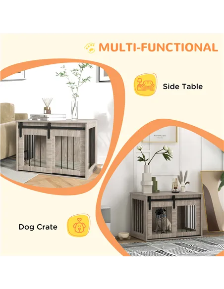 PawHut Dog Crate Furniture with Removable Cushion for Medium Dogs, 80 x 54 x 57cm - Brown