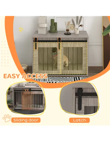 PawHut Dog Crate Furniture with Removable Cushion for Medium Dogs, 80 x 54 x 57cm - Brown