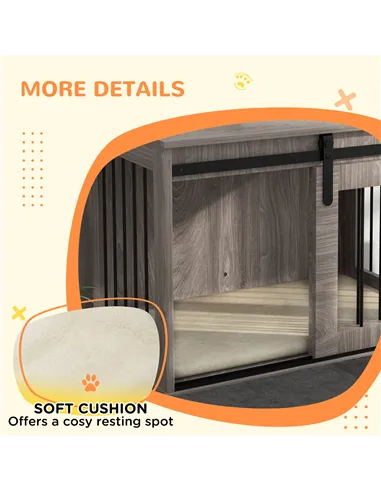 PawHut Dog Crate Furniture with Removable Cushion for Medium Dogs, 80 x 54 x 57cm - Brown