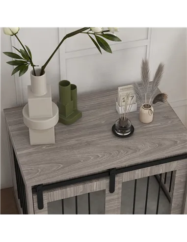 PawHut Dog Crate Furniture with Removable Cushion for Medium Dogs, 80 x 54 x 57cm - Brown