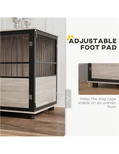 PawHut 80cm Furniture Style Dog Crate Dog Cage End Table Indoor with 3 Doors Soft Washable Cushion, for Medium Sized Dogs