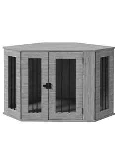 PawHut 2 in 1 Dog Crate Furniture Side Table, with Cushion, 104 x 55 x 63cm - Grey
