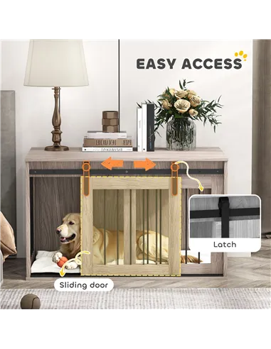 PawHut 98cm Dog Crate Furniture with Removable Cushion for Large Dogs - Brown