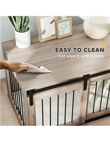 PawHut 98cm Dog Crate Furniture with Removable Cushion for Large Dogs - Brown