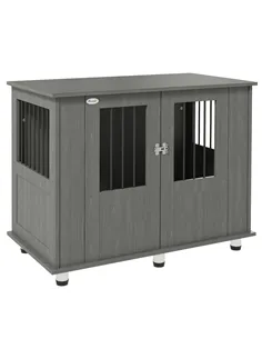 PawHut Dog Crate Table for Medium and Large Dogs with Magnetic Door for Indoor Use, 95 x 55 x 75 cm, Grey