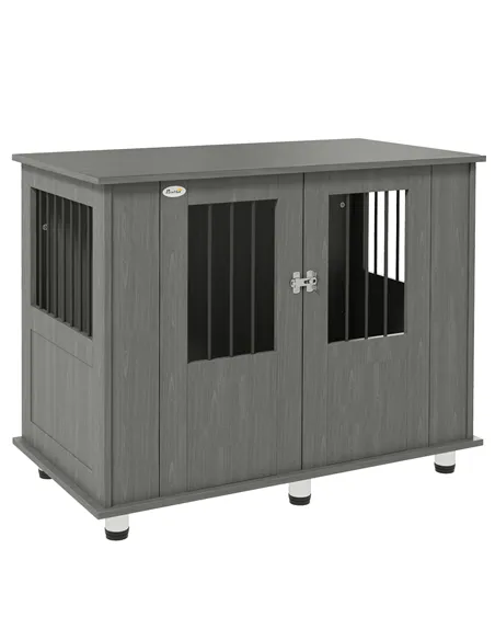 PawHut Dog Crate Table for Medium and Large Dogs with Magnetic Door for Indoor Use, 95 x 55 x 75 cm, Grey